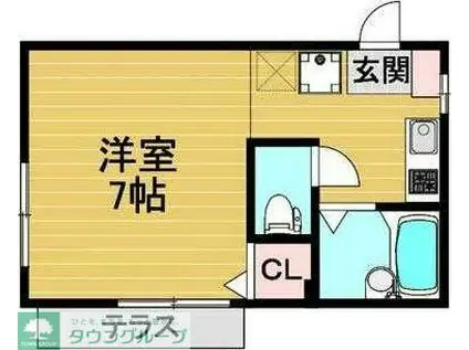 ティホシィ(1K/1階)の間取り写真