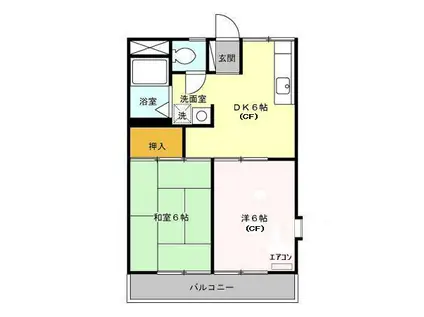 リバーサイド B(2DK/2階)の間取り写真
