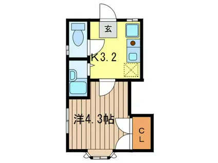 ブルーモア(1K/1階)の間取り写真