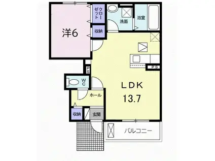 エクセレント ピリオド(1LDK/1階)の間取り写真