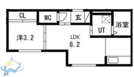 RUI24(1LDK/2階)の間取り写真