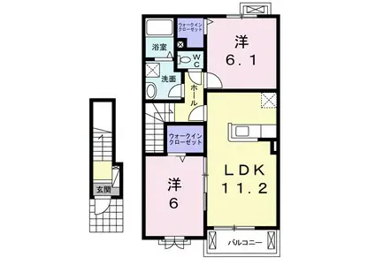 プリムローズ レオ(2LDK/2階)の間取り写真