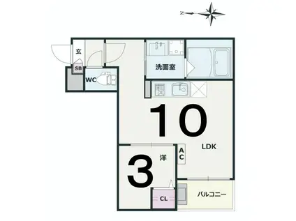 JACK ATSUTAKOSHINI(1LDK/3階)の間取り写真