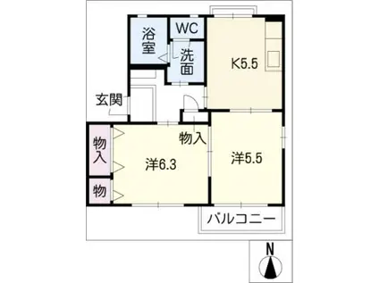 メ・ステッソB(2K/1階)の間取り写真