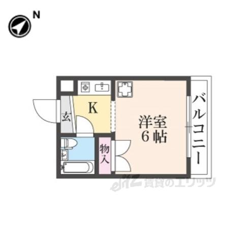ジュネス神殿(1K/1階)の間取り写真