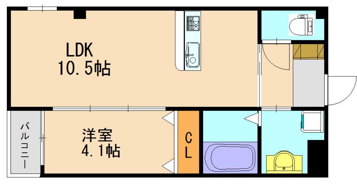 ハーヴェスト久留米(1LDK/2階)の間取り写真