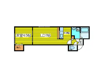 地下鉄東豊線 元町駅(札幌) 徒歩8分 3階建 築21年(1LDK/2階)の間取り写真