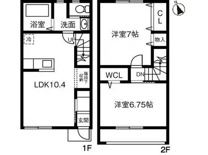 グラシア阿見A棟(2LDK/1階)の間取り写真