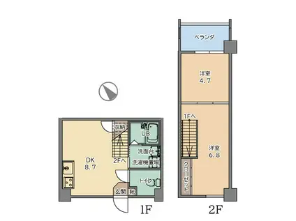 トーマス与那原II(2DK/1階)の間取り写真