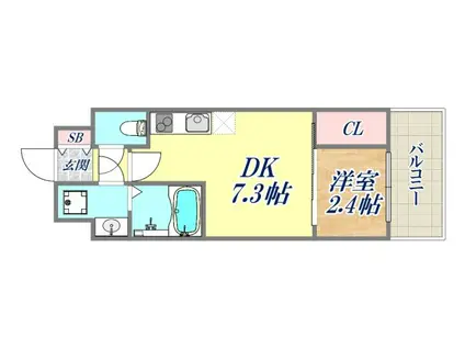 セレニテ元町アリエ(1DK/15階)の間取り写真