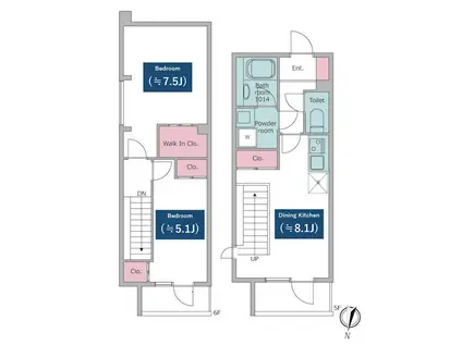 レジディア文京小石川 旧エスタジオ小石川(2DK/5階)の間取り写真