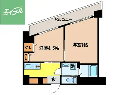 さくら坂マンション参番館(2K/7階)の間取り写真