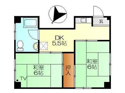 中元ビル(2DK/3階)の間取り写真