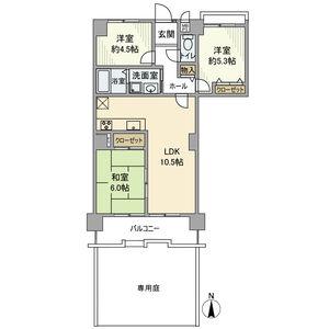 ユニーブル緑ヶ丘II(3LDK/1階)の間取り写真
