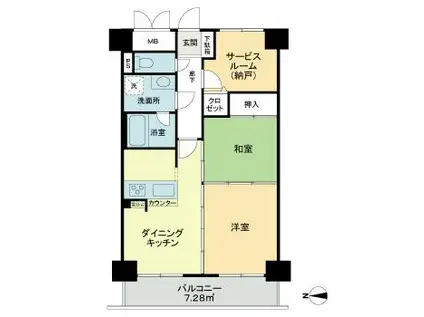 ライオンズマンション西蒲田(2SDK/4階)の間取り写真