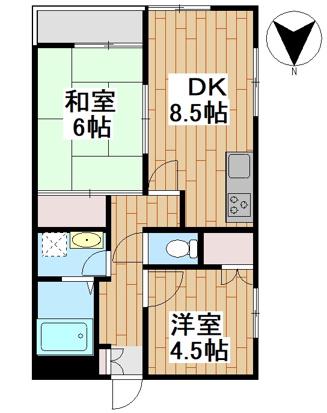 青山コーポ(2DK/3階)の間取り写真