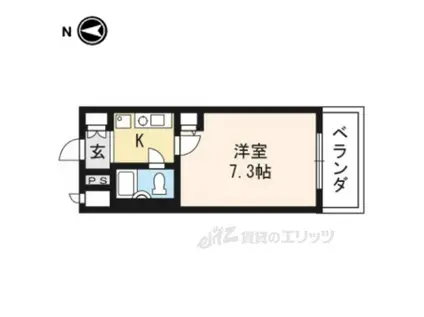 DETOM-1西陣Ⅲ(1K/2階)の間取り写真