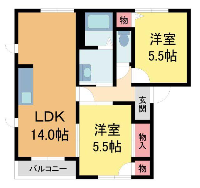 サニーヴィラ(3DK/2階)の間取り写真