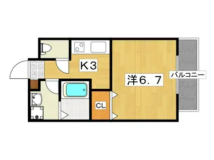 アイリス寝屋川(1K/3階)の間取り写真