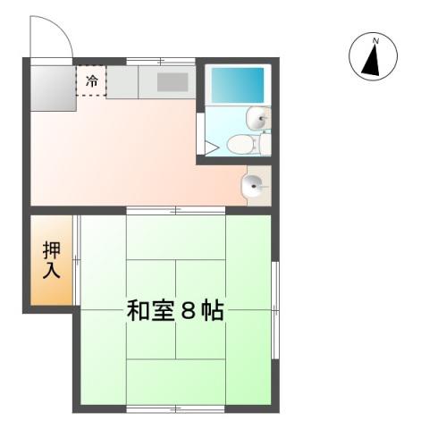 パーパス山田(1DK/2階)の間取り写真