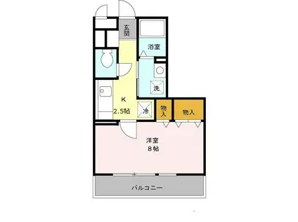 クルナード(1K/2階)の間取り写真