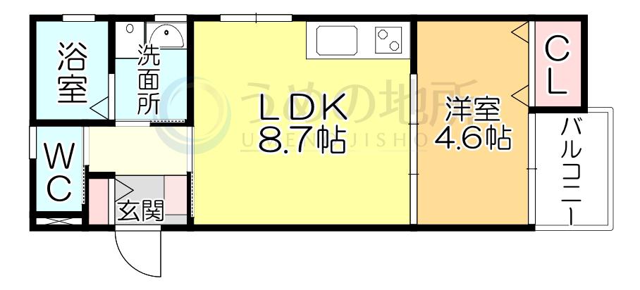 T-REGNO野伏間 A棟(1LDK/3階)の間取り写真