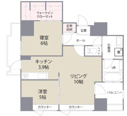 ザ クロスメント(2LDK/6階)の間取り写真