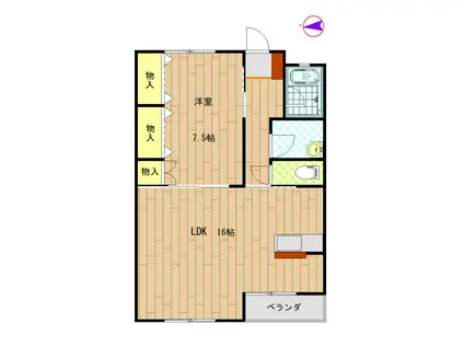 高元コーポ1(1LDK/2階)の間取り写真