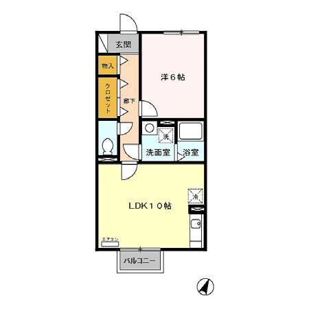 リヴィエール(1LDK/2階)の間取り写真
