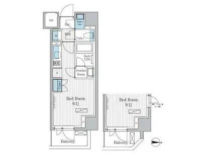 パークアクシス東陽町レジデンス(ワンルーム/9階)の間取り写真