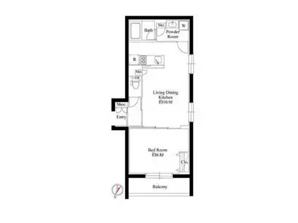 コンポジット経堂(1LDK/3階)の間取り写真