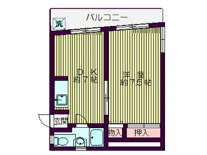 カーサビアンカ(1DK/3階)の間取り写真