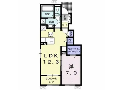 アルバソーレ II(1LDK/1階)の間取り写真