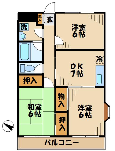 ルミエール小川(3DK/2階)の間取り写真