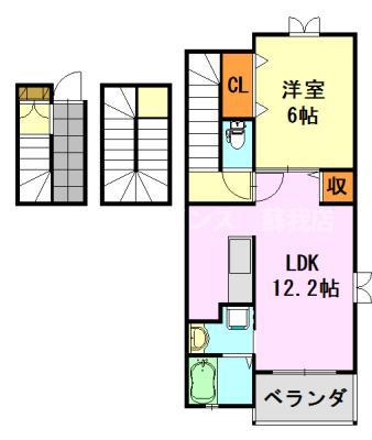 マーヴェラス末広(1LDK/3階)の間取り写真