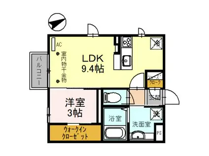 グラン ポン(1LDK/2階)の間取り写真