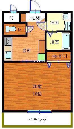 スズカ沖野上(1K/2階)の間取り写真