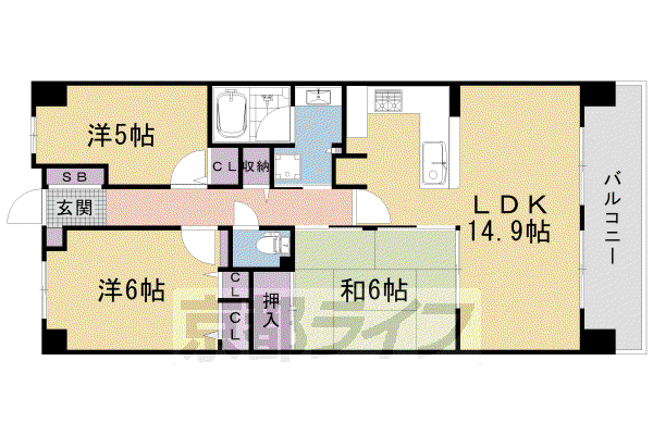 レスタージュ京都ウエストシティゲート(3LDK/2階)の間取り写真