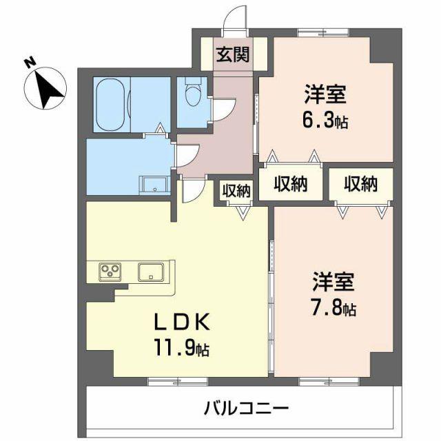 ヴィラシーンABE(2LDK/5階)の間取り写真
