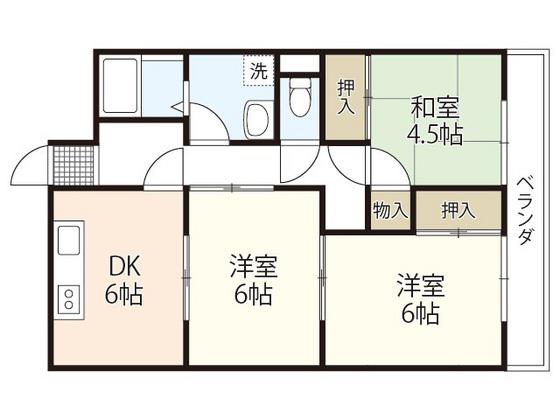 COLORS五日市(3DK/2階)の間取り写真