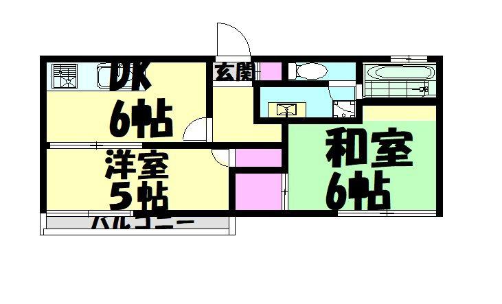 アーバンハイツII(2DK/1階)の間取り写真