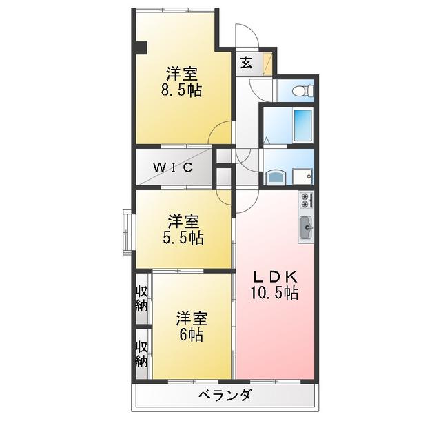 ルミエール・モリ B(3LDK/1階)の間取り写真