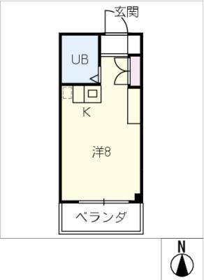 ガーデンハイツ八事石坂(ワンルーム/4階)の間取り写真