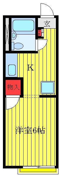 グリーンパーク飛鳥(ワンルーム/2階)の間取り写真