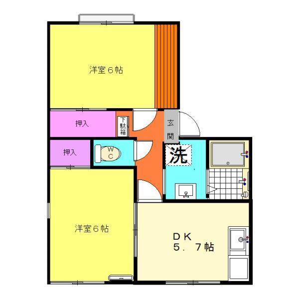 アネックス菊川(2DK/1階)の間取り写真