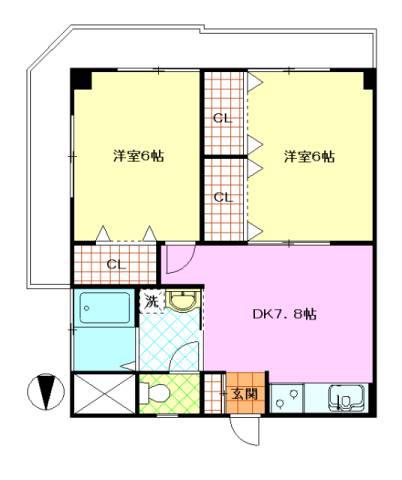 富士コーポ(2DK/4階)の間取り写真