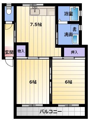 和泉コーポB(2DK/2階)の間取り写真