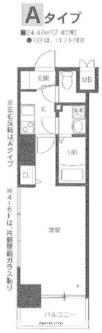 ATLAS(1K/7階)の間取り写真