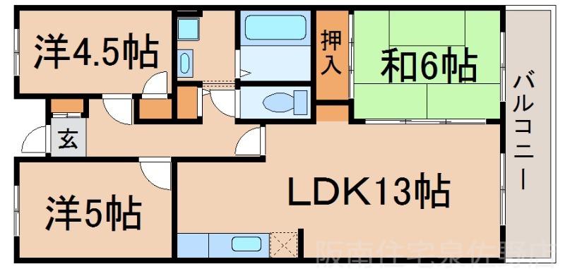 RAFINE末広(3LDK/3階)の間取り写真