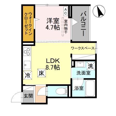 TORISIAS 東城南 B B(1LDK/1階)の間取り写真